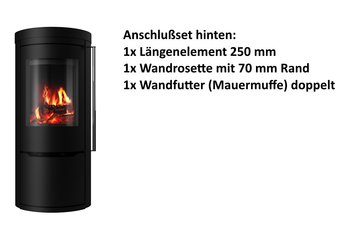 Kaminofen Ember Cook mit Zubehör für den hinteren Rauchrohranschluss