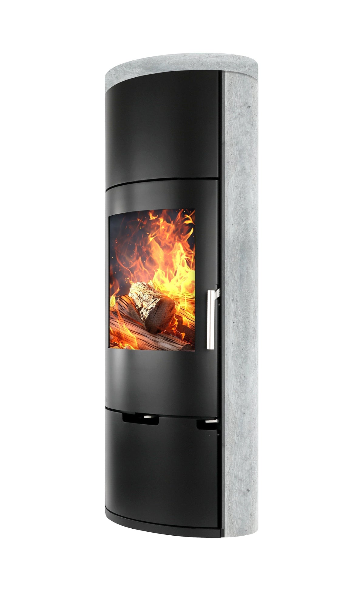 Ember Kamin E-11 mit grauer Verkleidung
