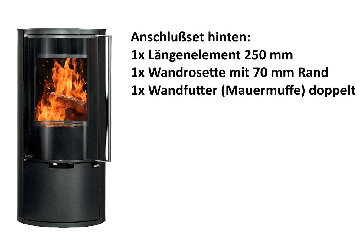 Ember Kamin E-14 VG mit Zubehör für den hinteren Rauchrohranschluss