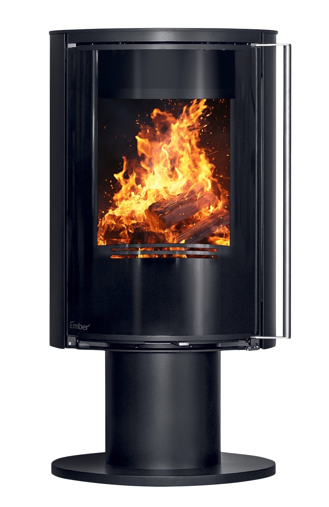 Ember Kamin E-16 VG mit Glastür in schwarzer Ausführung