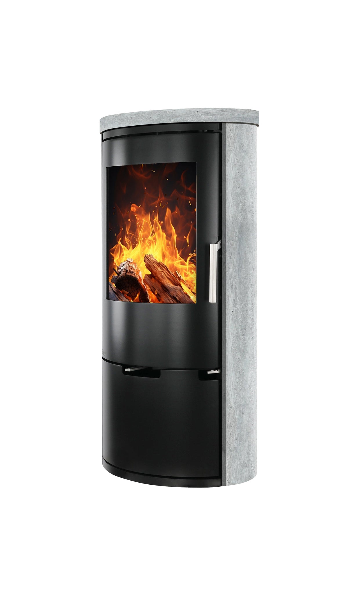 Ember Kamin E-14 mit grauer Verkleidung