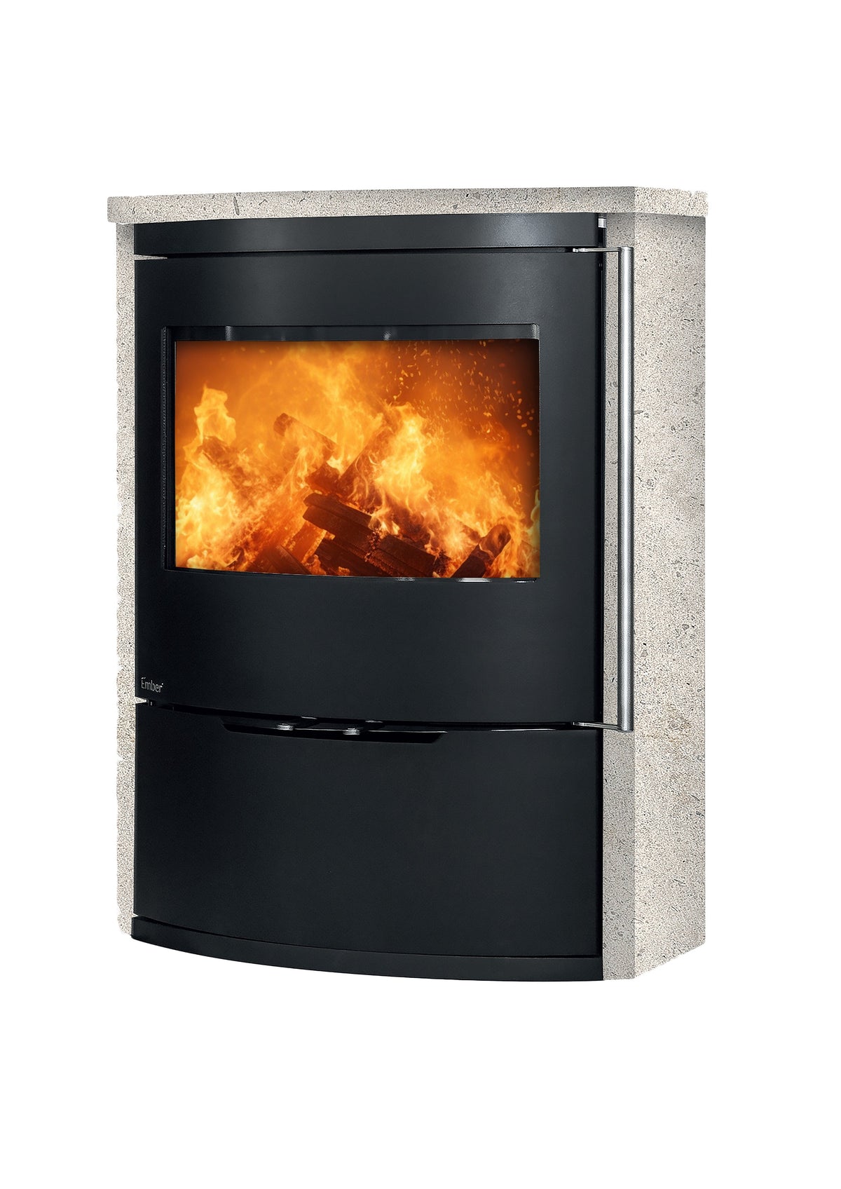 Ember Kamin O 1 mit heller Verkleidung