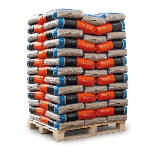 Holzpellets Blue in Säcken auf einer Palette