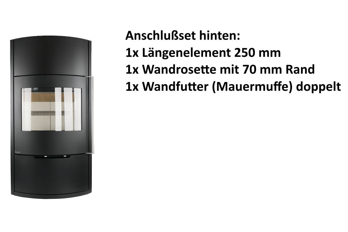 Ember Kamin O 2 mit Zubehör für den hinteren Rauchrohranschluss