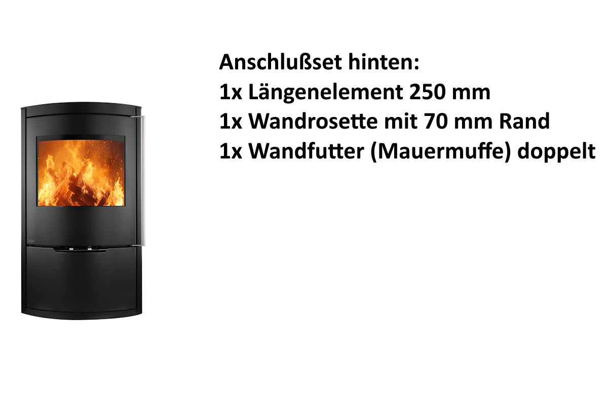 Ember Kamin O 1 mit Zubehör für den hinteren Rauchrohranschluss