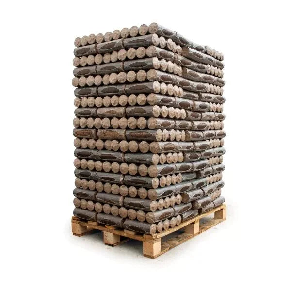 Runde Nestro-Holzbriketts in Folienverpackung