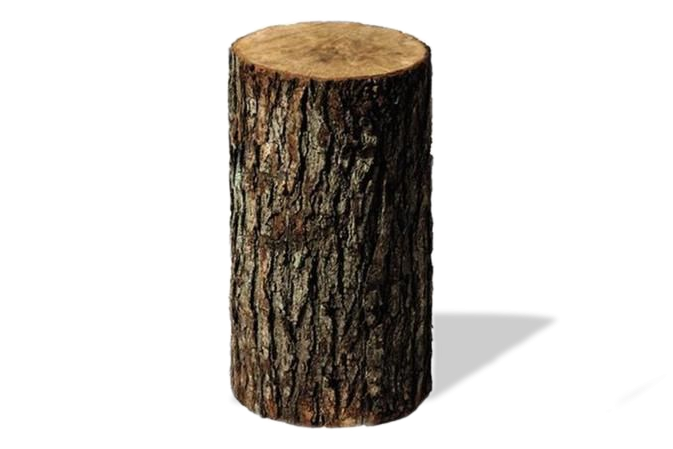 Runder Hackstock aus einem Baumstamm zum Holzspalten
